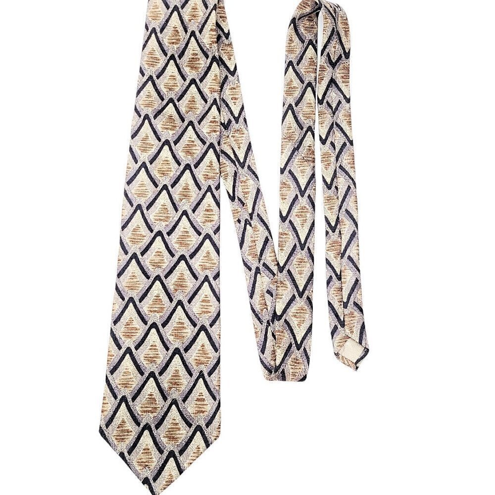 Pierre Balmain Paris Navy Brown Silk  Tie Extra Long